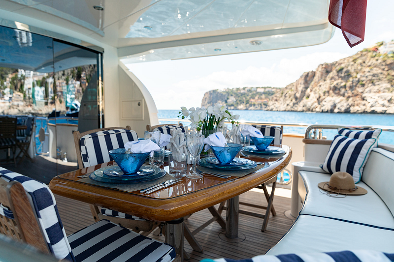 Ehthele_Elegance_78_Yacht_Charter_Andratx_aft_dining